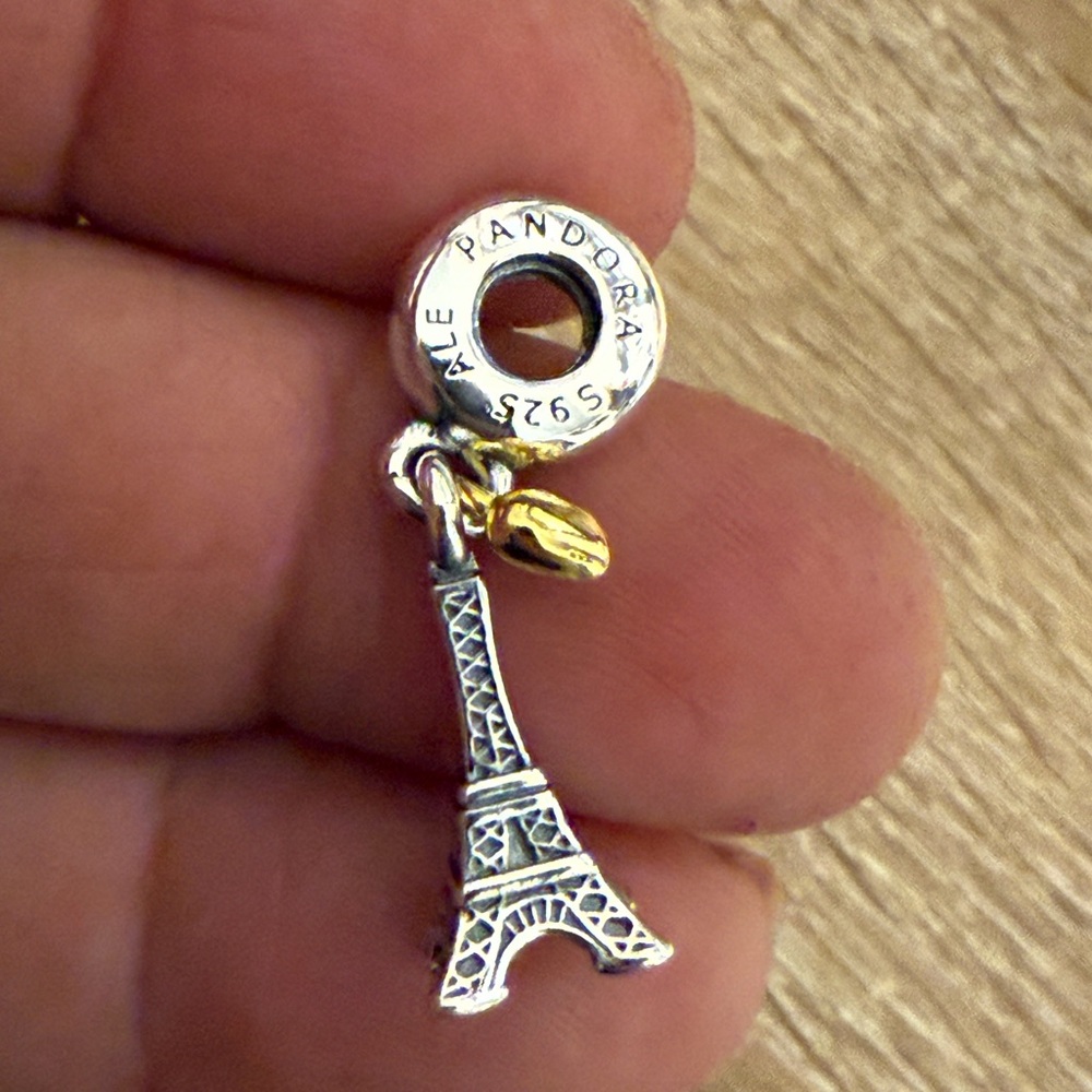 Pandora Silver and Gold Eiffel Tower Bracelet Charm